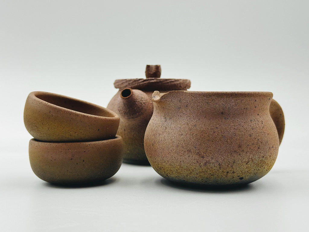 Handcrafted Ceramic Tea Cup: Unglazed Mantou Kiln, Earthy Tones