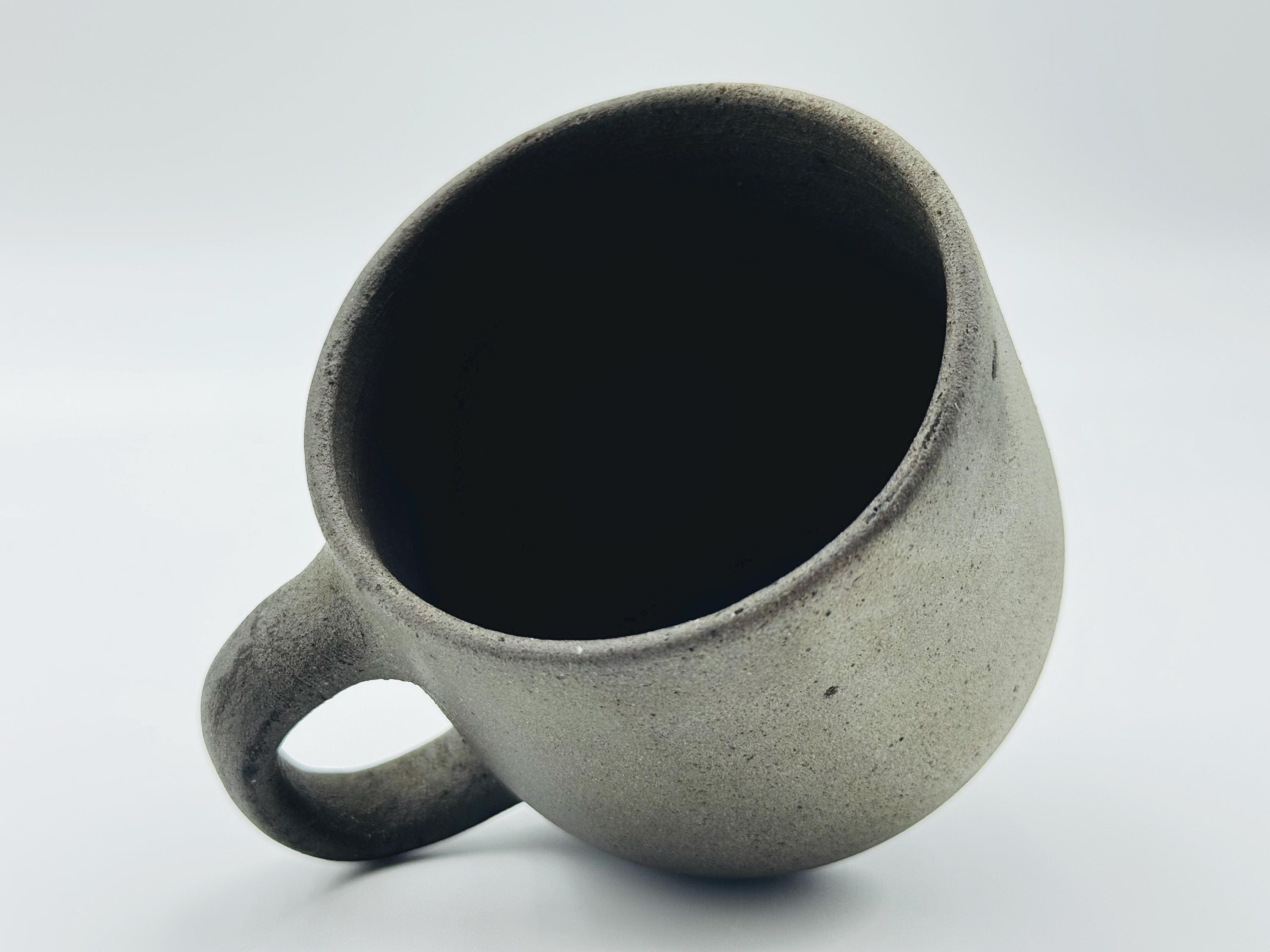 Handcrafted Black Sand Mug: Nature themed Minimalist Unglazed Coffee Cup