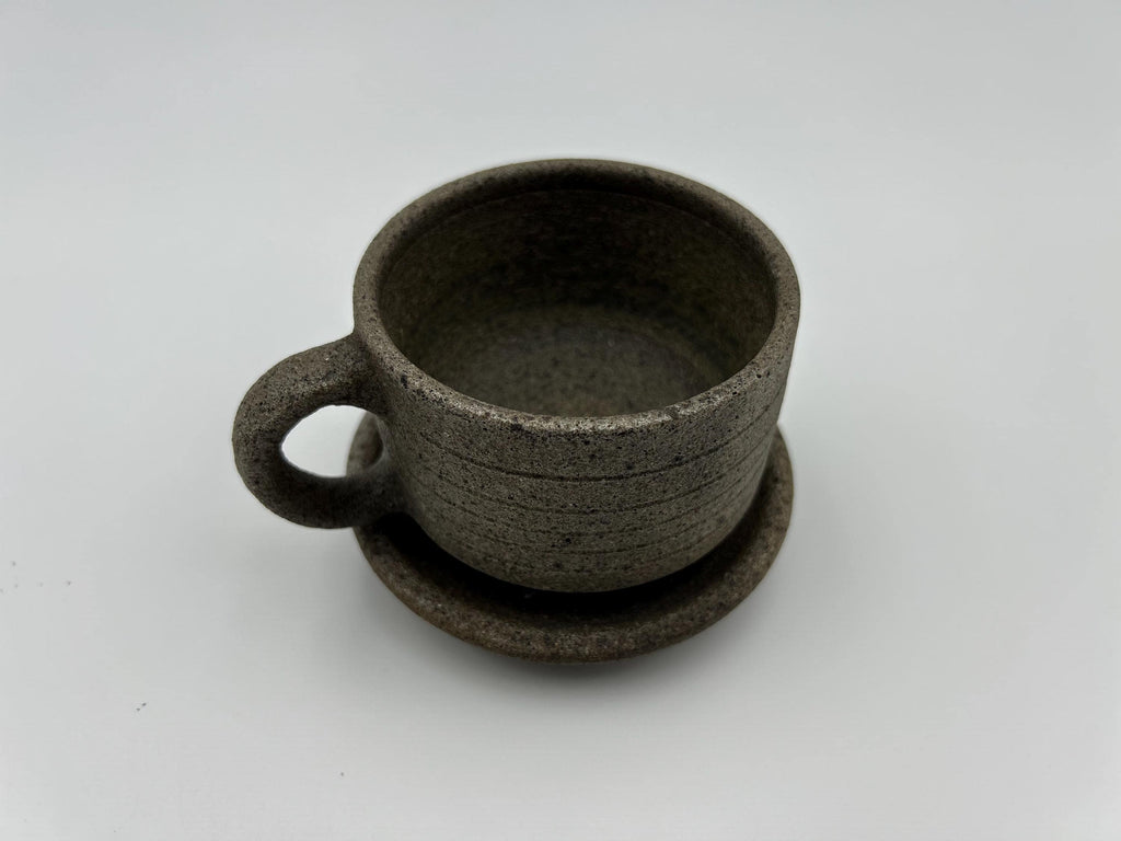Handcrafted Black Sand Mug: Nature themed Minimalist Unglazed Coffee Cup