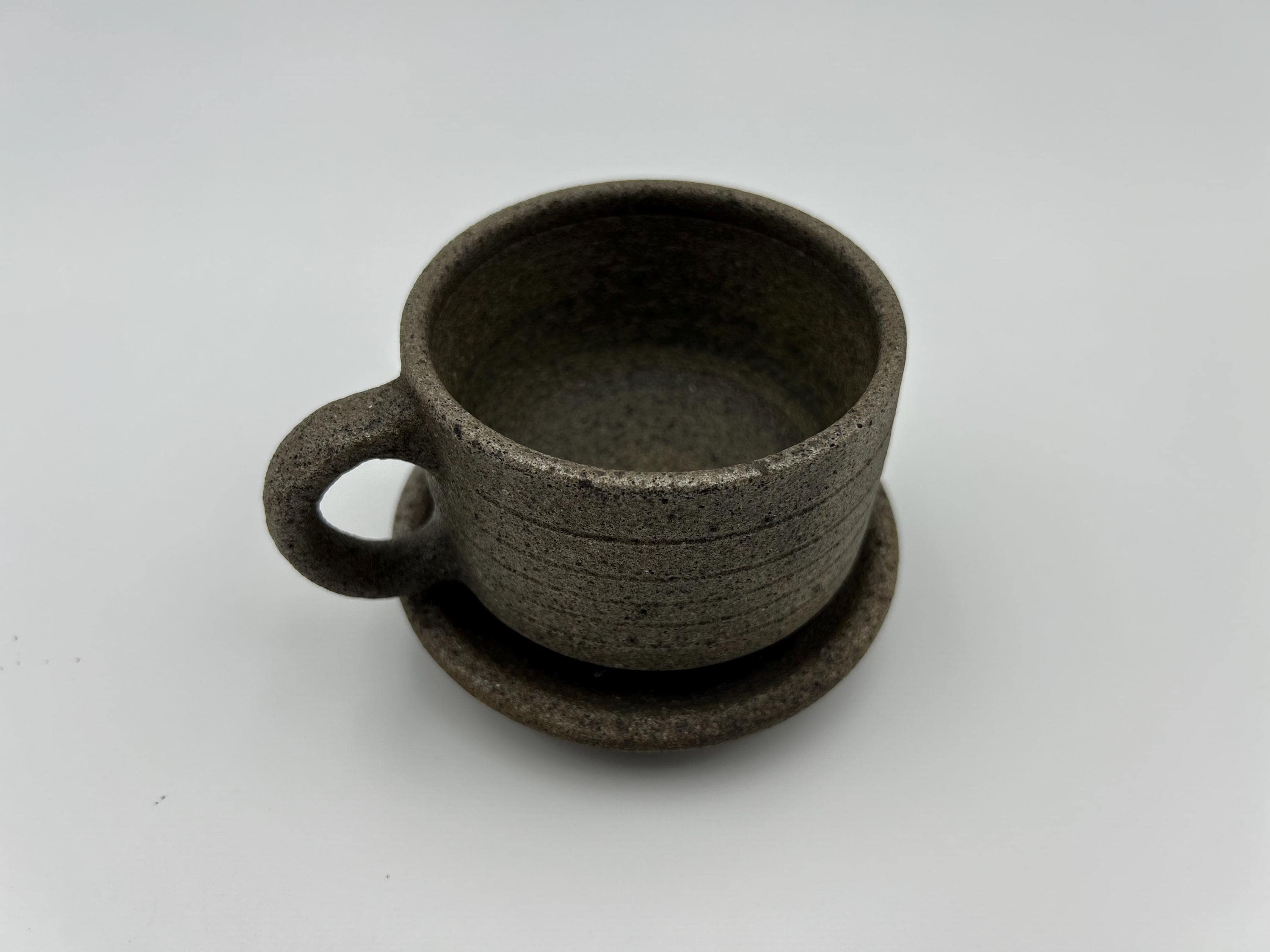 Handcrafted Black Sand Mug: Nature themed Minimalist Unglazed Coffee Cup