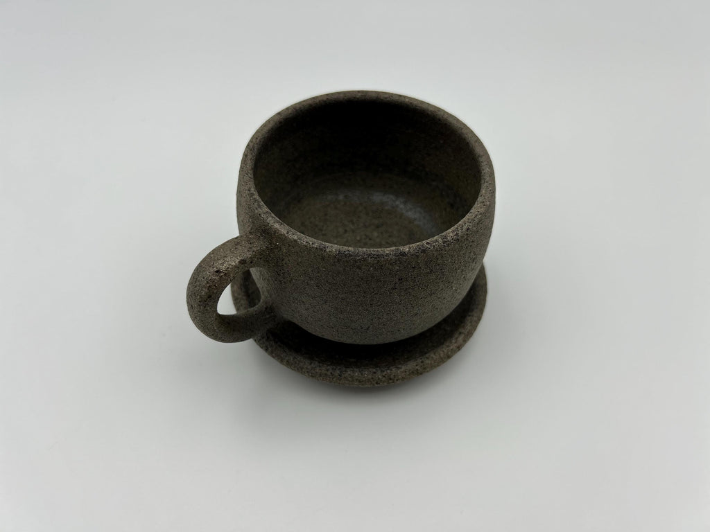Handcrafted Black Sand Mug: Nature themed Minimalist Unglazed Coffee Cup
