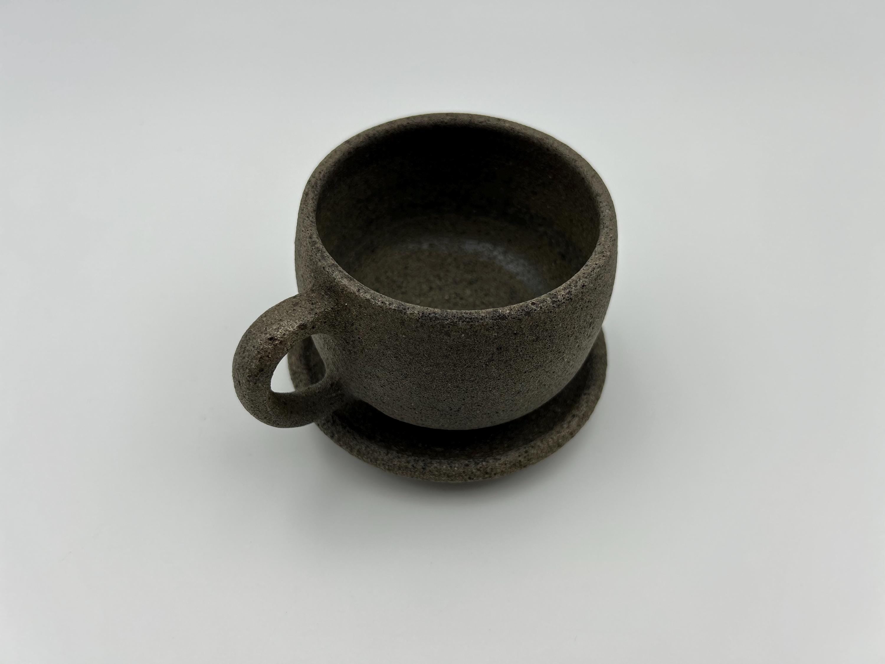 Handcrafted Black Sand Mug: Nature themed Minimalist Unglazed Coffee Cup