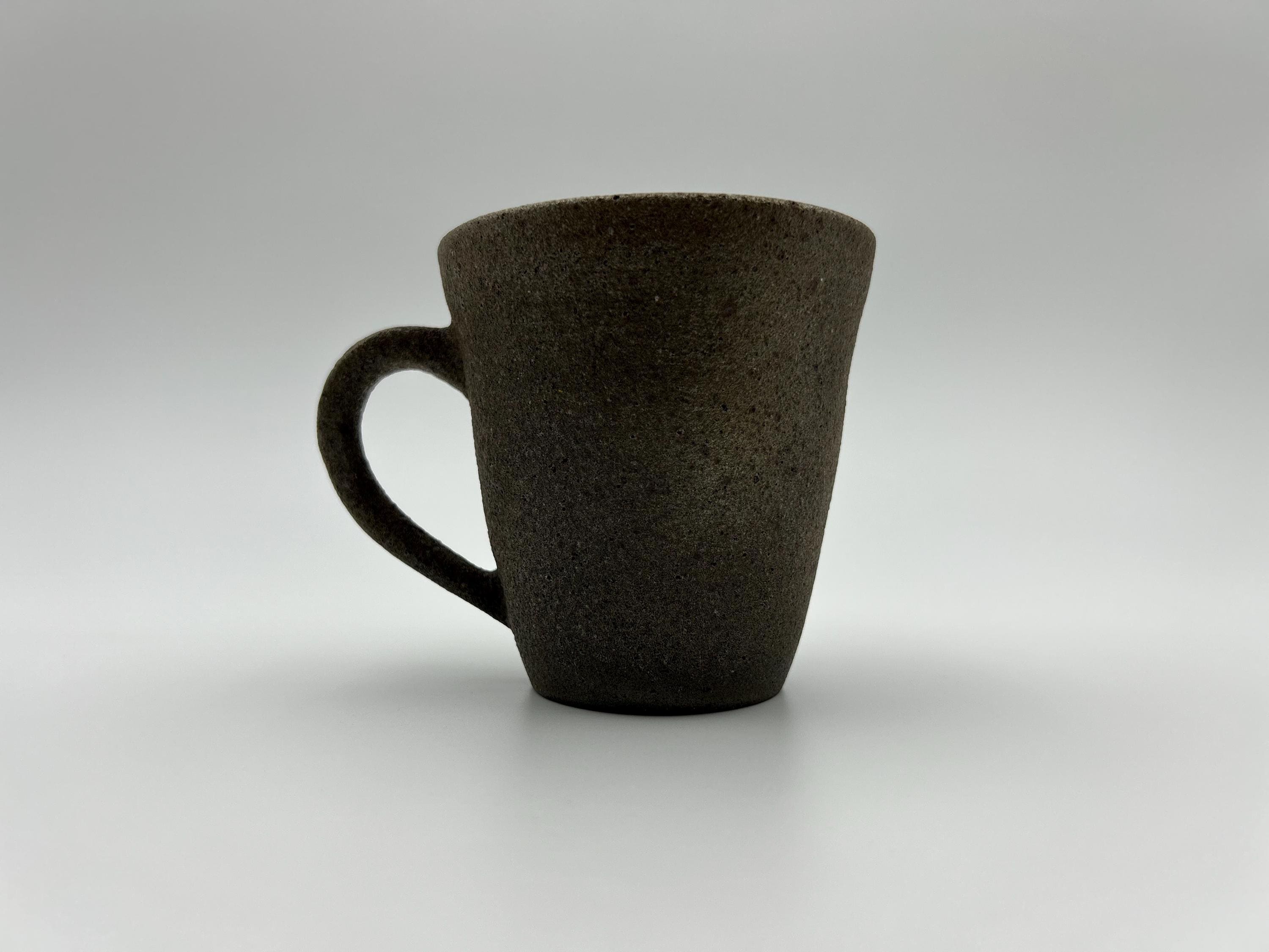 Handcrafted Black Sand Mug: Nature themed Minimalist Unglazed Coffee Mug