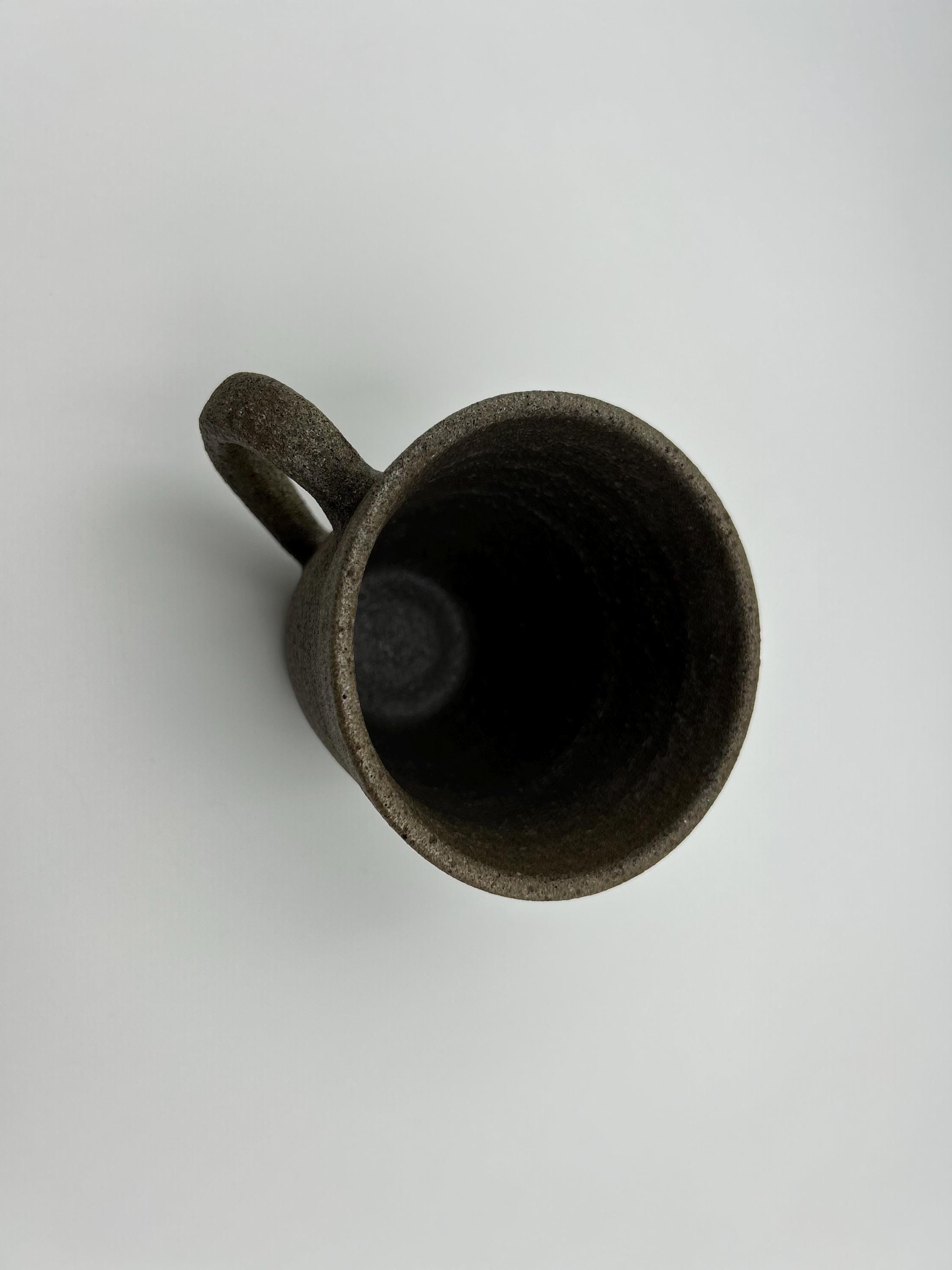 Handcrafted Black Sand Mug: Nature themed Minimalist Unglazed Coffee Mug