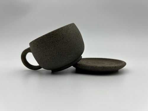 Handcrafted Black Sand Mug: Nature themed Minimalist Unglazed Coffee Cup