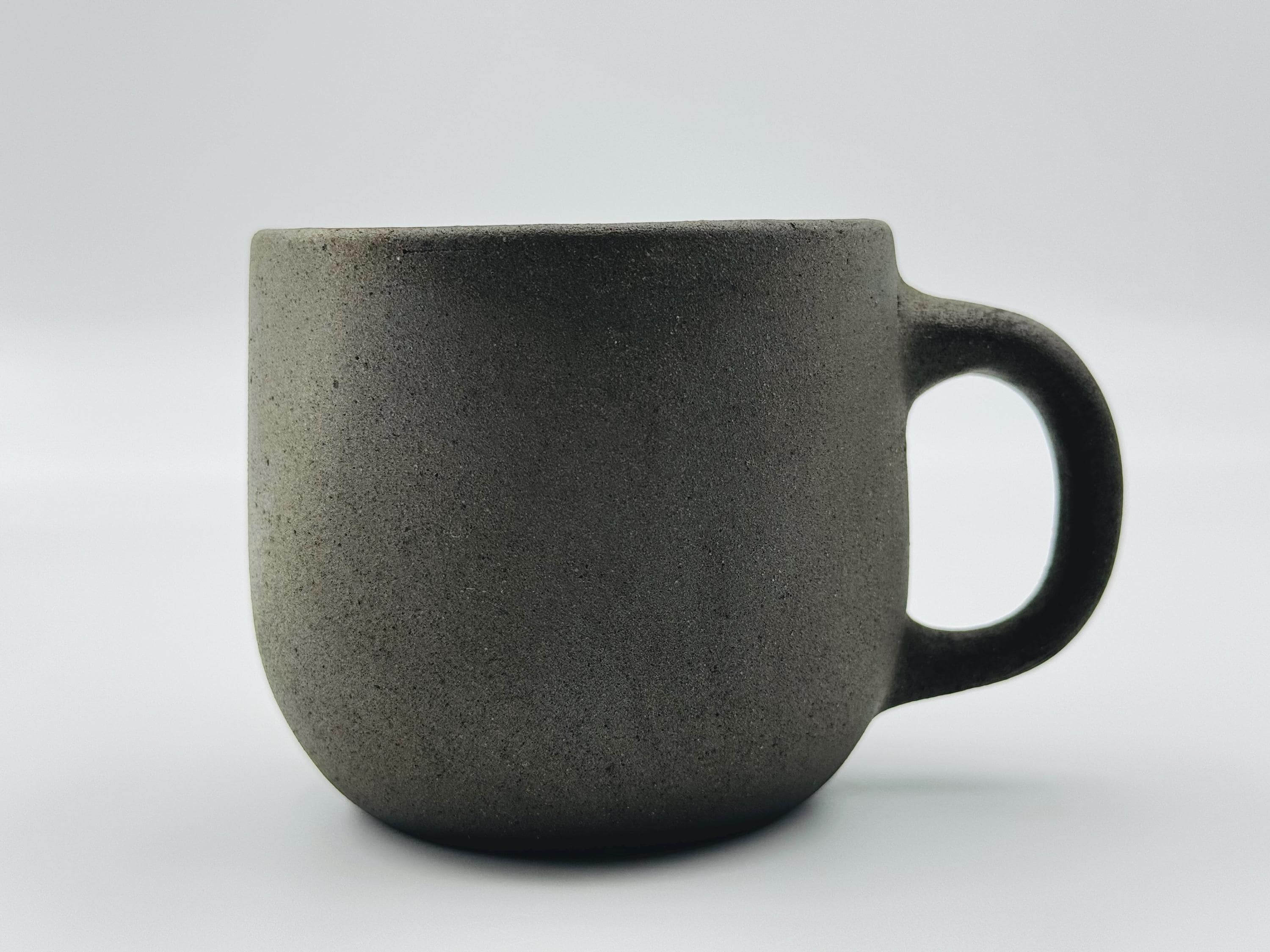 Handcrafted Black Sand Mug: Nature themed Minimalist Unglazed Coffee Cup