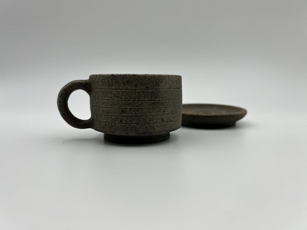 Handcrafted Black Sand Mug: Nature themed Minimalist Unglazed Coffee Cup