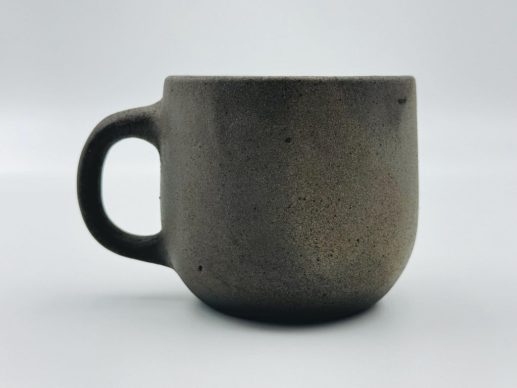 Handcrafted Black Sand Mug: Nature themed Minimalist Unglazed Coffee Cup