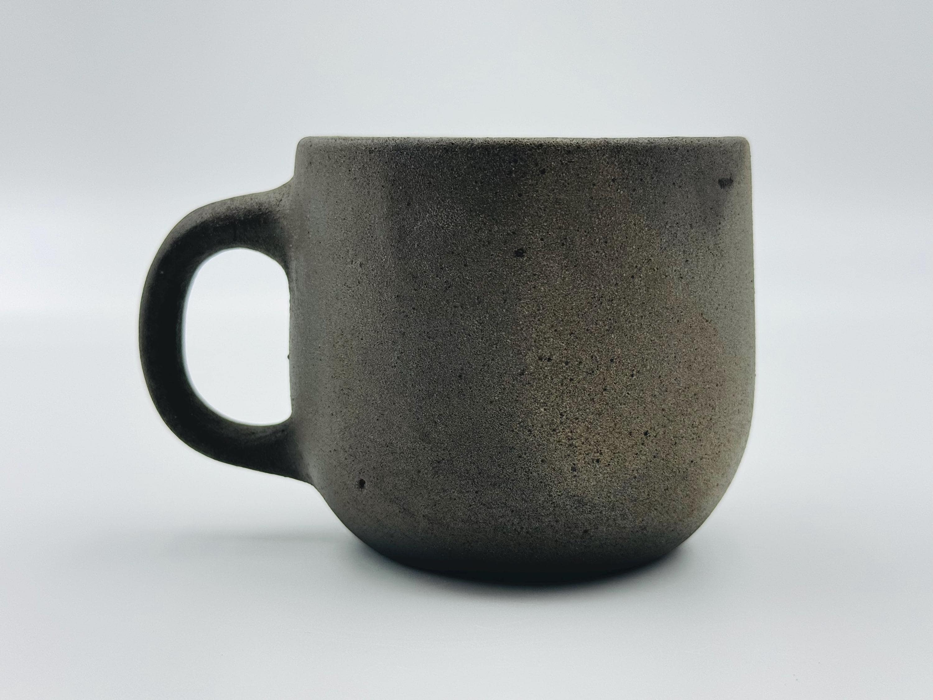 Handcrafted Black Sand Mug: Nature themed Minimalist Unglazed Coffee Cup