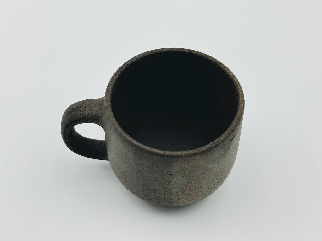 Handcrafted Black Sand Mug: Nature themed Minimalist Unglazed Coffee Cup